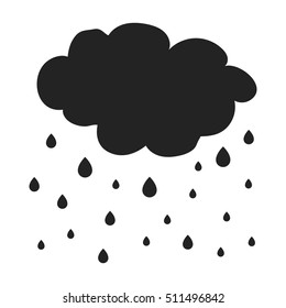 Rain icon in black style isolated on white background. Weather symbol stock vector illustration.