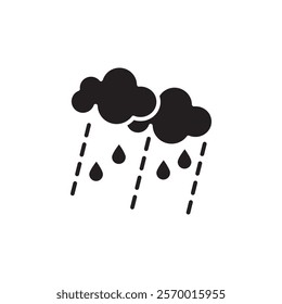 Rain icon black and white vector outline sign