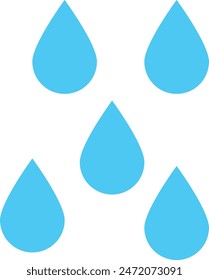 Icono de lluvia . Icono de gotas de agua azul aislado sobre fondo blanco .Ilustración vectorial