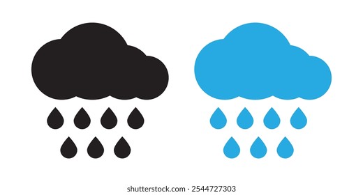 Ícone de chuva. Ícone de chuva na nuvem.