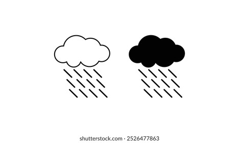 Rain Icon, Cloud rain icons, Hard Rain Icon. Raining Symbol. Rain clouds icon vector