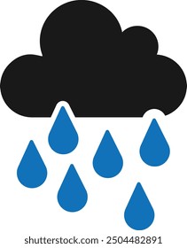 Rain icon. Cloudy Rain Icon In Trendy Design Vector Eps 10, Editable Stroke