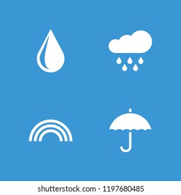 Rain icon. collection of 4 rain filled icons such as umbrella. editable rain icons for web and mobile.