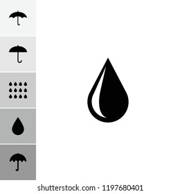 Rain icon. collection of 6 rain filled icons such as umbrella, drop. editable rain icons for web and mobile.