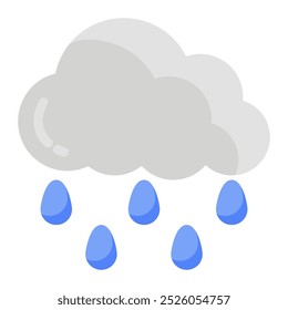 Icono de lluvia en relleno de color. estilo plano. aislado sobre fondo blanco