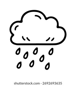rain icon doodle hand drawn. Outline line drawing clipart symbol. Vector illustration.
