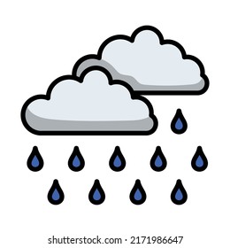 Rain Icon. Editable Bold Outline With Color Fill Design. Vector Illustration.