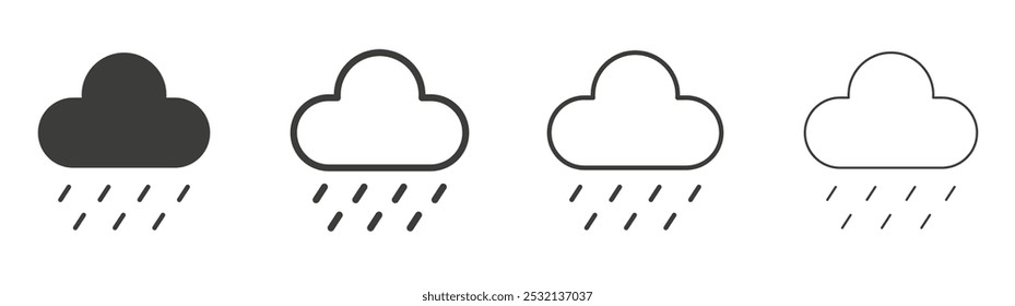 Rain icon in fill and three stroke sizes