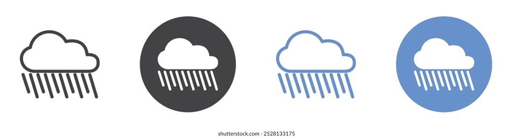 Regensymbol Flache Kunst in Schwarz-Weiß einzeln
