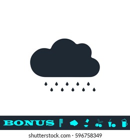 Rain icon flat. Black pictogram on white background. Vector illustration symbol and bonus button