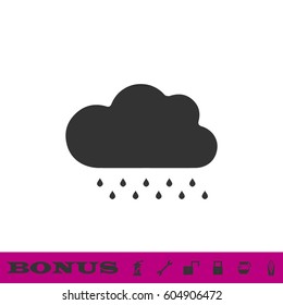 Rain icon flat. Black pictogram on white background. Vector illustration symbol and bonus button