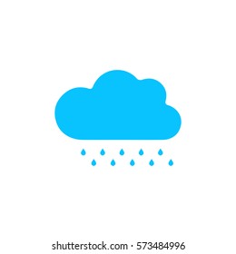 Rain icon flat. Blue pictogram on white background. Vector illustration symbol