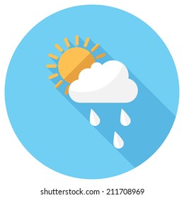 rain icon. Flat design style modern vector illustration. Isolated on stylish color background. Flat long shadow icon. Elements in flat design.