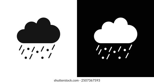 Conjunto de símbolos de línea plana de icono de lluvia.