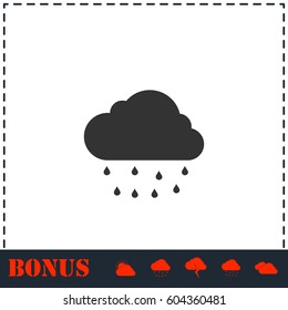 Rain icon flat. Simple vector symbol and bonus icon
