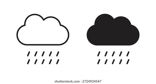Ícone de chuva achatado e coleção de traçado para trabalho de ui ux.