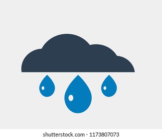 Rain Icon flat style isolated on grey background with cloud symbol.