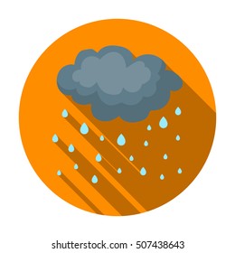 Rain icon in flat style isolated on white background. Weather symbol stock vector illustration.