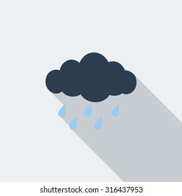 Rain icon. Flat vector related icon with long shadow for web and mobile applications. It can be used as - logo, pictogram, icon, infographic element. Vector Illustration.