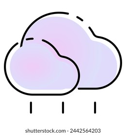Icono de lluvia con estilo de línea relleno degradado. Adecuado para el diseño de sitios web, logotipo, aplicación e interfaz de usuario.