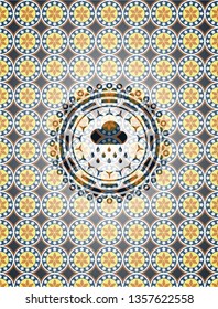 rain icon inside arabesque style badge. arabic decoration.