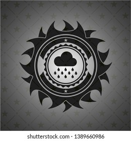 rain icon inside black emblem. Vintage.