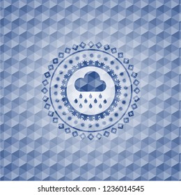 rain icon inside blue polygonal badge.