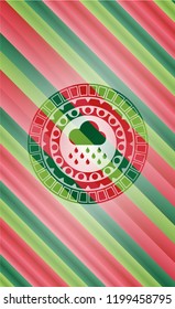 rain icon inside christmas badge.