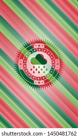 rain icon inside christmas badge background.