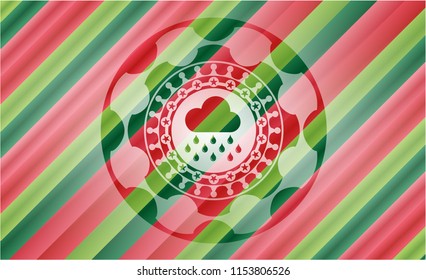 rain icon inside christmas colors emblem.