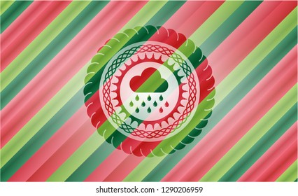 rain icon inside christmas emblem.