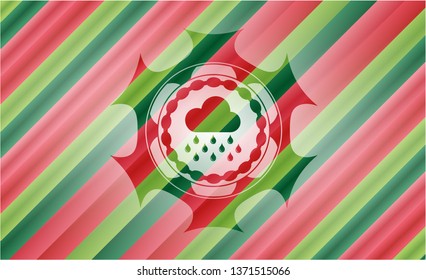 rain icon inside christmas emblem background.