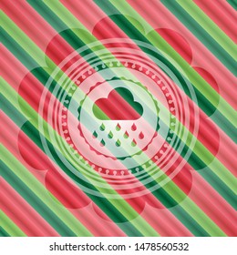 rain icon inside christmas emblem background.