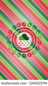 rain icon inside christmas style emblem.