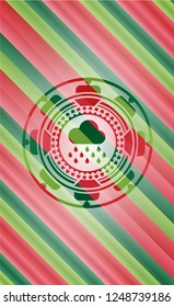 rain icon inside christmas style emblem.