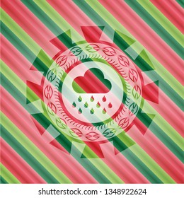 rain icon inside christmas style emblem.