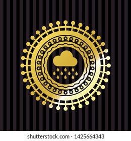 rain icon inside gold badge