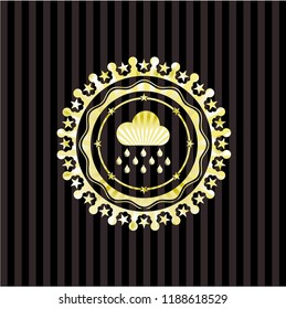 rain icon inside gold shiny emblem