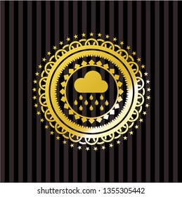 rain icon inside gold shiny badge