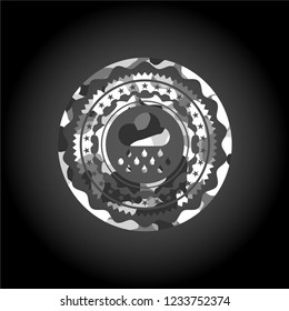 rain icon inside grey camo texture