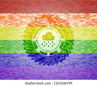 rain icon inside lgbt colors emblem 