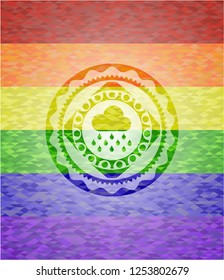 rain icon inside lgbt colors emblem 