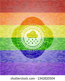 rain icon inside lgbt colors emblem 