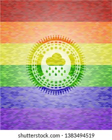 rain icon inside lgbt colors emblem 