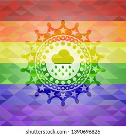 rain icon inside lgbt colors emblem 