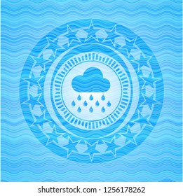 rain icon inside light blue water style badge.