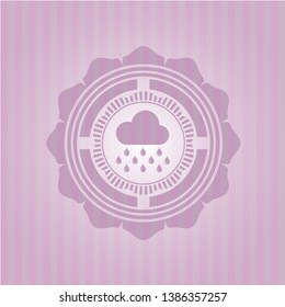 rain icon inside pink emblem