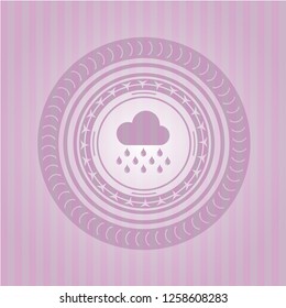 rain icon inside realistic pink emblem