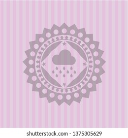 rain icon inside realistic pink emblem