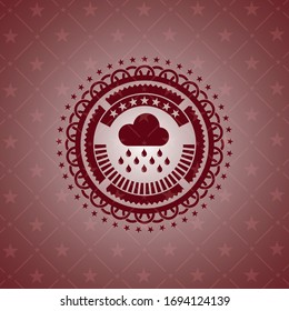 rain icon inside realistic red emblem